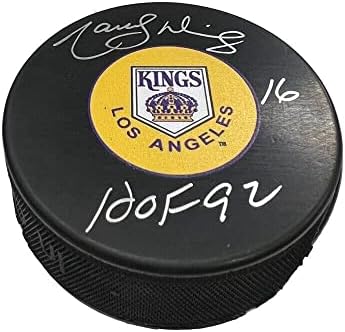 Marcel Dionne assinou e inscreveu La Kings Puck - Hof92 - Pucks autografados da NHL