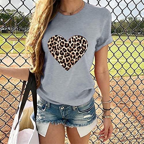 Mulheres Leopard Heart Camise