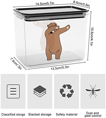 Dabbing engraçado Urso de plástico Caixa de armazenamento Recipientes de armazenamento de alimentos com tampas de arroz balde