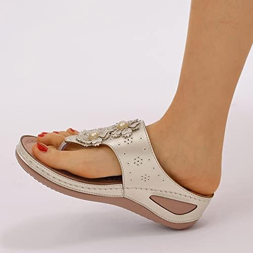 Sandálias de chinelos para mulheres com apoio de arco para sandálias de altura da coxa de caminhada confortável para