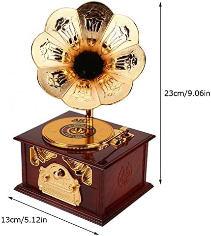 Caixa de música para fonógrafo vintage Alicacho, caixa de música de jóias de jóias de gramofones retro, caixa de jóias, artesanato