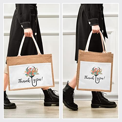 Tote de juta Cataku Obrigado enfermeira Sacos de bolsas de estopa de enfermeira com alças sacos de supermercado reutilizáveis