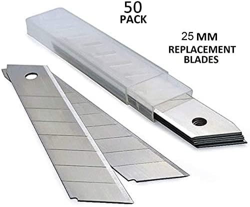 Faca de 50 mm de 25 mm lâminas de faca, lâminas de corte, faca de escritório SK5 Blades para cortadores de caixas retráteis