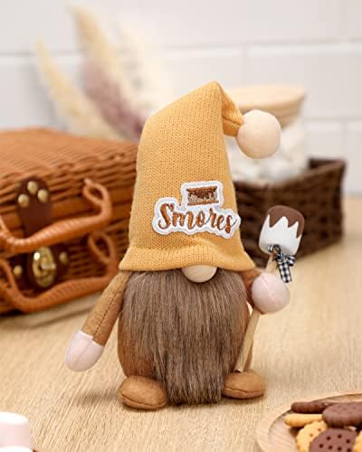 Upltowtme s'more gnome decorações smores maconha tomte macio sueco acampamento gnomo para decoração de bandeja em camadas