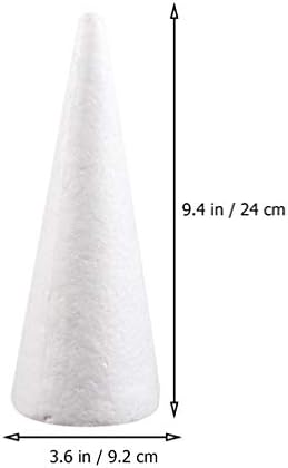 Cones da árvore de espuma 6pcs Cone de espuma de cone de Natal para artesanato DIY Cone White Polystyrene Foam Cone Christmas Cone para árvore de Natal DIY 24cm/ 9. Cone de poliestireno de 48 polegadas
