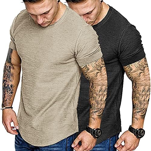 Coofandy Men 2 embalam a camiseta muscular da camiseta de academia