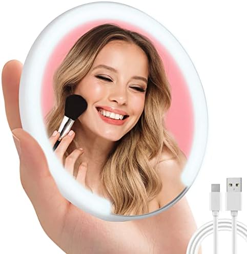 Espelho de maquiagem de deslocamento de vilsom, espelho compacto com espelho portátil de 3,5 polegadas de 3,5 polegadas de 3,5 polegadas