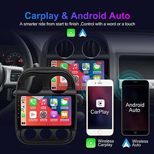 Rádio de carro estéreo para Jeep Patriot Compass 2010-, 10 polegadas Android 11 Unidade Cabeça Touch Tela de toque construída