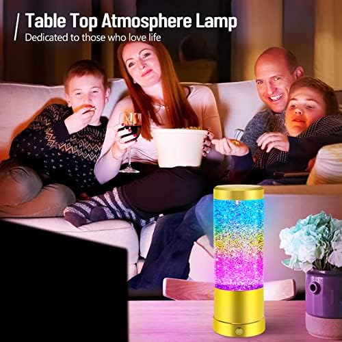 Lâmpada de lava, lâmpada de glitter de mudança de cor automática com líquido transparente, iluminação de humor de energia/bateria