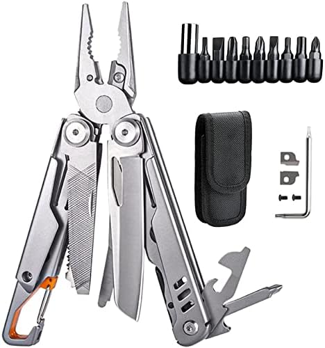 Narteer multitool alicate com carabiner-15 em 1 Ferramenta multi-chave para homens lâminas substituíveis Chaves de fenda Botture Bottle