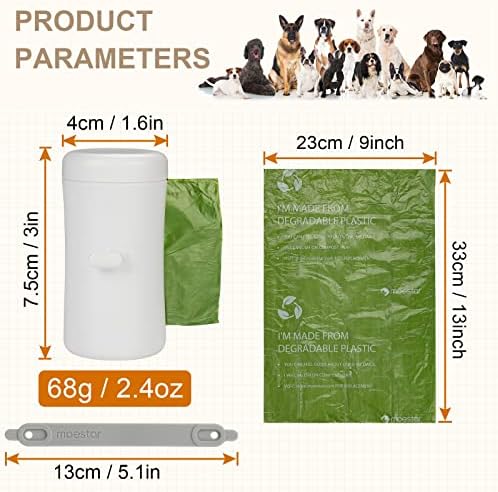 dispensador de bolsa de cocô de cães moestar com 1 rolo de cocô de cocô amigável de cães de cocô de rolo biodegradável