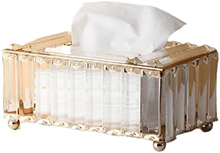 BBSJ Gold Stroke Crystal Glass Tissue Box de mesa de café Caixa de lenço de lenço de papel de mesa