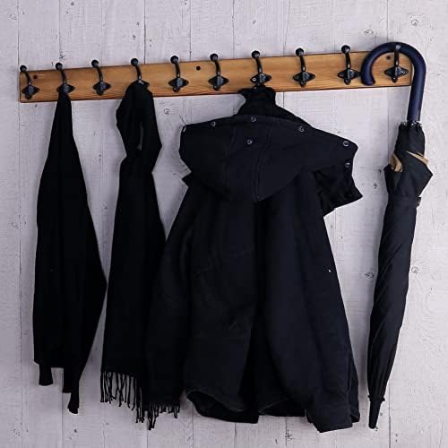 Webi Rustic Rack Rack Mount, 35 polegadas de comprimento 8 ganchos de casaco de ferro fundido montados na parede,