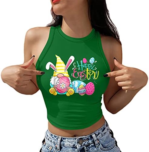 Camisas de Páscoa para mulheres camisa sem mangas o pescoço de túnica solta camisetas tshirts fofos coelhos gráficos de blusa moderna