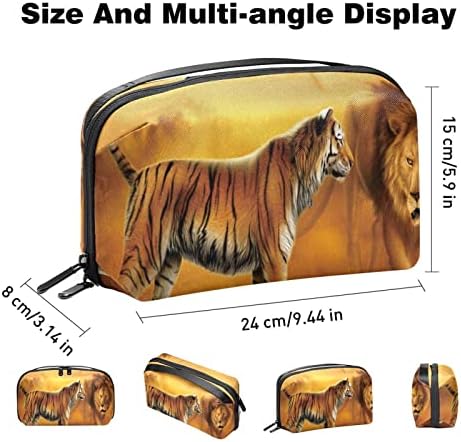 Organizador eletrônico Small Travel Cable Organizer Bag para discos rígidos, cabos, carregador, USB, cartão SD, pintura de animais Tiger Lion