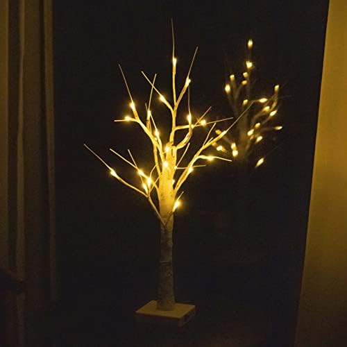Cosywarm 2ft 24 LED Birch Tree Light, USB e bateria leve à mesa de árvore de árvore, árvore branca quente com luz para casa decorações