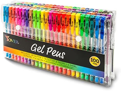 Choichoi Glitter Gel Canetas coloridas de canetas para adultos 100 canetas grandes quantia grande quantidade de chumbo 7 tipos