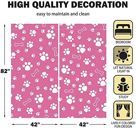 Cortinas de janela de pata de pata azul yilinata para meninos quartos de cachorrinho cortina para crianças quarto quarto berçário