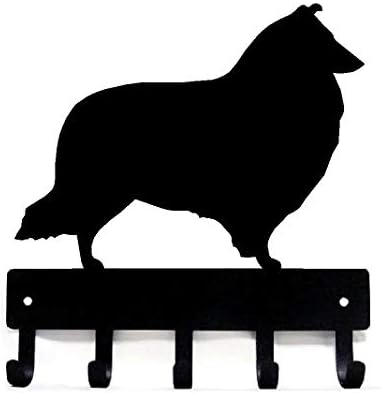 O vendedor de metal Sheltie Shetland Sheepdog #02 Punto -chave Dog Leash Hanger para parede - grande de 9 polegadas de largura - feito nos EUA; Presente para amantes de cães