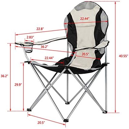 Cadeira dobrável de acampamento, cadeira dobrável portátil com suporte de copo de braço e bolsa de transporte e armazenamento