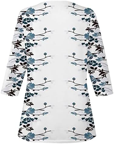 Summer Summer Summer elegante camiseta V Camisas de renda de crochê de pescoço estampas florais 3/4 Mangas Tee Tops 2023 Bloups