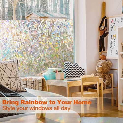 Janela de Janela MangoBox Rainbow Window clings 3D Janela decorativa Vinil Prism Reflexivo Janela Adesivos para Porta de vidro