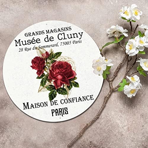 Metal redondo sinal francês Endereço doméstico personalizado Retro Flores florais