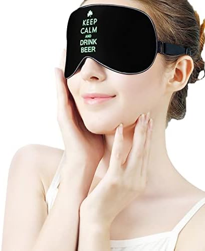 Mantenha a calma St Patricks Dia Dormente Máscara de cegão Máscara fofa capa noturna engraçada com alça ajustável para homens