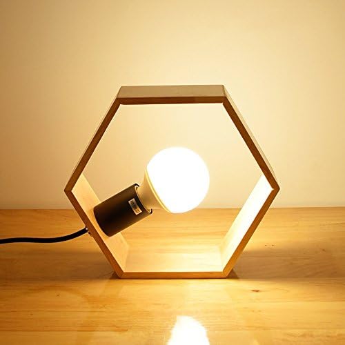 Guocc Personalidade Moderna Creative Mesa de madeira maciça Creative Luz simples Arte moderna madeira maciça E27 Edison Desk Lanterna