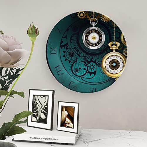 Placa decorativa de relógio de bolso de engrenagem antiga Placa de cerâmica redonda placa de porcelana com dica para a decoração