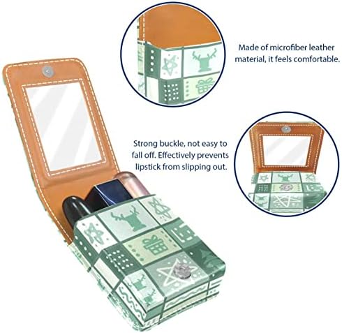 Caixa de batom oryuekan com espelho bolsa de maquiagem portátil fofa bolsa cosmética, padrão geométrico de desenho animado de