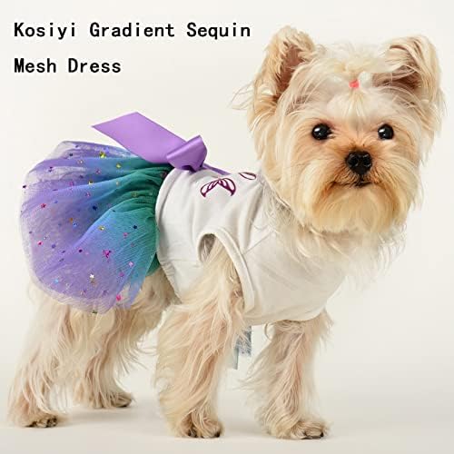 Vestido de cachorro fofo para cães pequenos/médios Girl - gradiente de lantejoulas de lantejoulas de verão Tutu