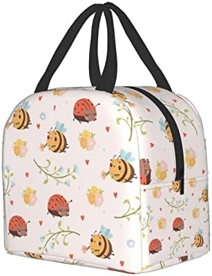 Lancheira de abelhas e joaninhas de joaninhas, lancheira de isolamento para homens, sacolas reutilizáveis ​​de almoço perfeitas