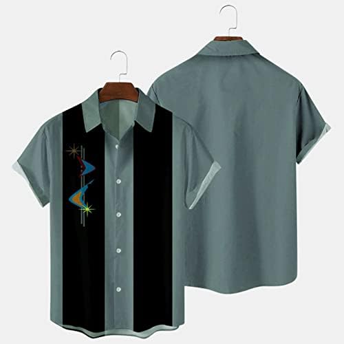 Camisetas de linho de algodão masculino botão de manga curta para baixo boliche havaiano camisetas de praia estampadas no verão Tops regulares