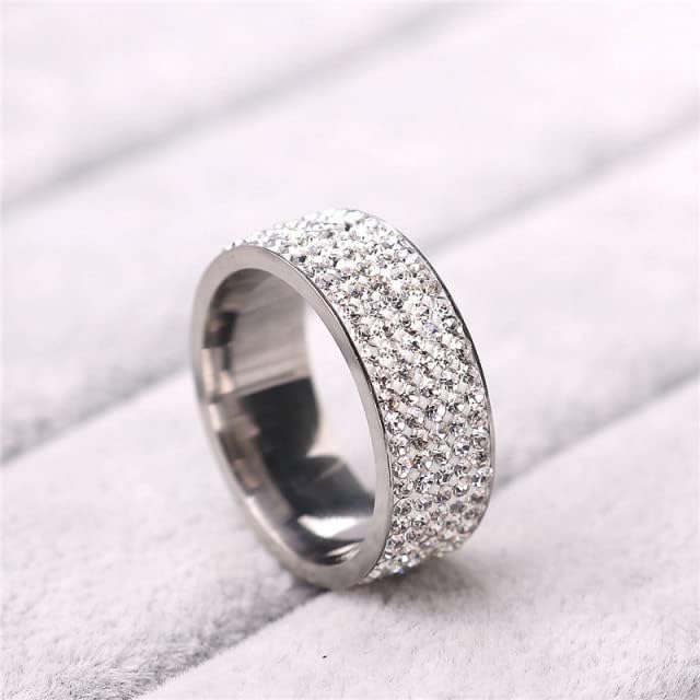 Anel cz de 8mm de 8mm para mulheres e homens, pavimentação de cristal, anel personalizado de cristal personalizado, personalizado, anel gravado anel-93819
