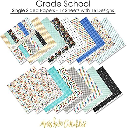 Pattern Paper Pack - Escola Grupo - Coleção de Papel Especial Premium de Scrapbook de 12 x12 inclui 16 folhas - Por Miss Kate Cuttables