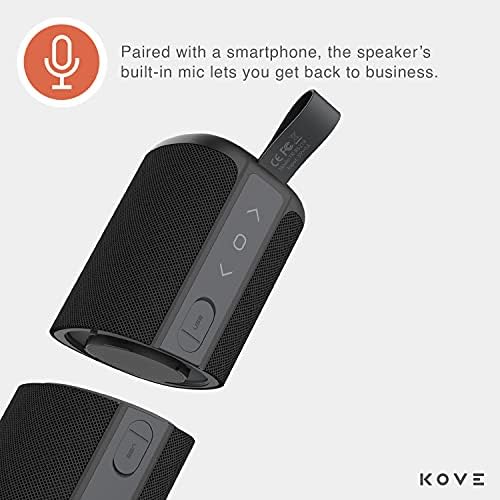 Kove Combuter 2 - Alto -falantes pretos Bluetooth, portátil, sem fio com volume mais alto HD, subwoofer de baixo profundo, microfone,