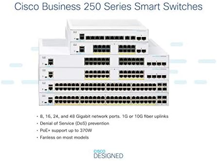 Cisco Business CBS250-48T-4G SMART SMART | 48 PORT GE | 4x1g sfp | Proteção ao longo da vida limitada e velcro marca de cabo de um wrap,