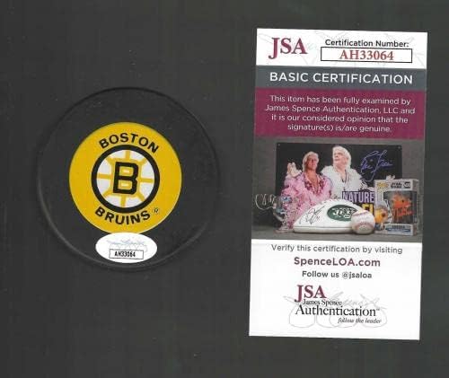 Ray Bourque assinou Boston Bruins Souvenir Puck JSA COA - Pucks autografados da NHL