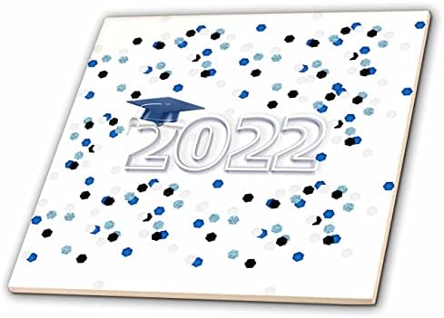 Imagem 3drose de tampa de graduação e diploma em 2022, confete, azul - azulejos