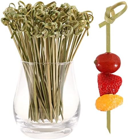 200 PCS Cocktail Picks, palitos de dente de 4,7 polegadas para aperitivos, espetos naturais de nó de bambu, mini