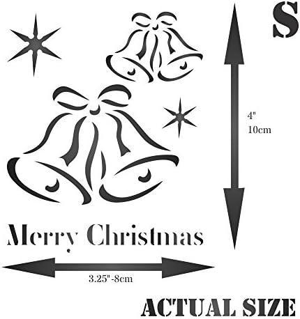 Estêncil de sinos de natal, 3,25 x 4 polegadas - estênceis de sino para modelo de pintura cartões de natal ou decorações