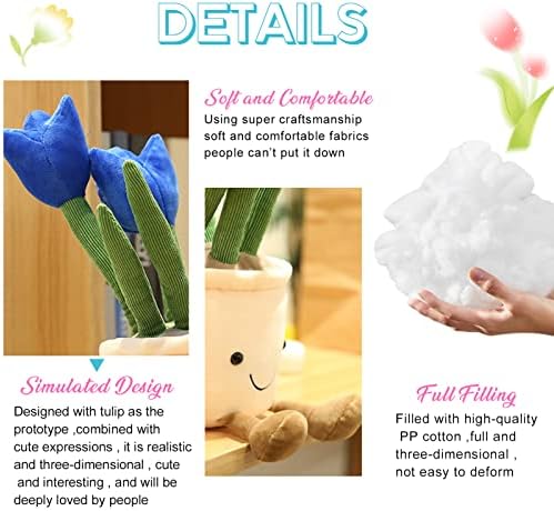 AUCOOMA TULIP PLUSH Toy, plantas macias e macias, decoração de travesseiro de flores azul 13