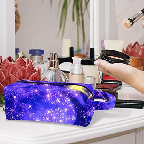 Saco de higiene pessoal pendurado de viagem, organizador de maquiagem portátil, suporte de cosméticos para pincéis, Galaxy Purple Nebula Universe