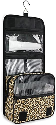 Bolsa de higiene pessoal pendurada Saco de viagem de maquiagem de peles de leopardo para produtos de higiene pessoal portátil