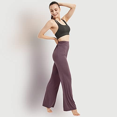 Calça de ioga de botas FELEMO para mulheres soltas de altura de barriga de cintura alta calça de moletom, M-3xl