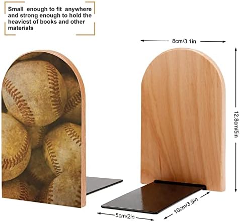 Titulares de livros de madeira de madeira de beisebol vintage para prateleiras