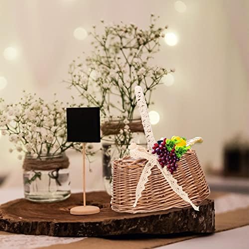 Yardwe portátil cesto de flor de vime de vime cesta de flores de flores de casamento cesto de menina com alça cesta de cesto de