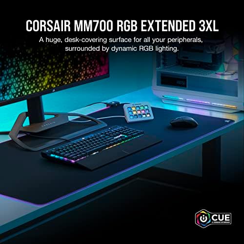 Corsair MM700 RGB estendido 3xl Ploth Gaming Mouse Mouse/Tapete de mesa - MASSIVO 1,220mm x 610mm Surface de pano, iluminação