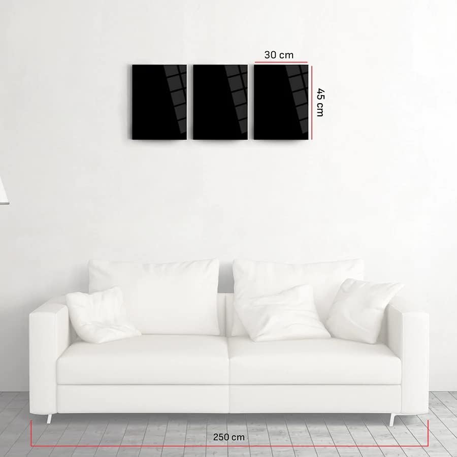 Dekadron Golden e Black Set de 3 decoração de parede, arte de parede de vidro, painel de vidro sem moldura sem moldura,